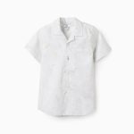 Chemise florale à manches courtes pour garçon, vert clair