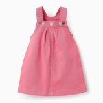 Robe chasuble avec détails au point de croix pour bébé fille, rose