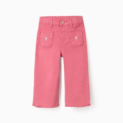 Pantalon détails point de croix bébé fille, rose