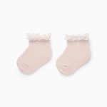 CHAUSSETTES CREW À VOLANTS, ROSE CLAIR