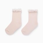CHAUSSETTES CREW À VOLANTS, ROSE CLAIR