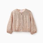 Veste à sequins fille, or rose