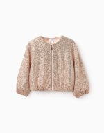 Veste à sequins fille, or rose