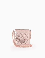 Sac brillant rembourré pour filles, rose doré