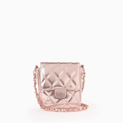 Sac brillant rembourré pour filles, rose doré