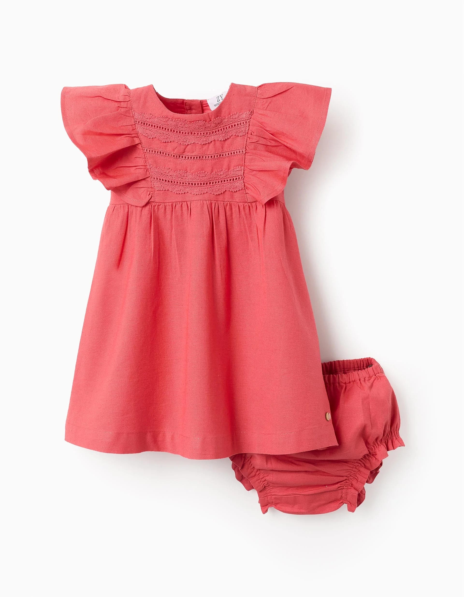 31072869040-0-1.jpg Robe + Bloomer Bébé Fille en Coton et Lin 'You&Me', Multicolore – Image 1