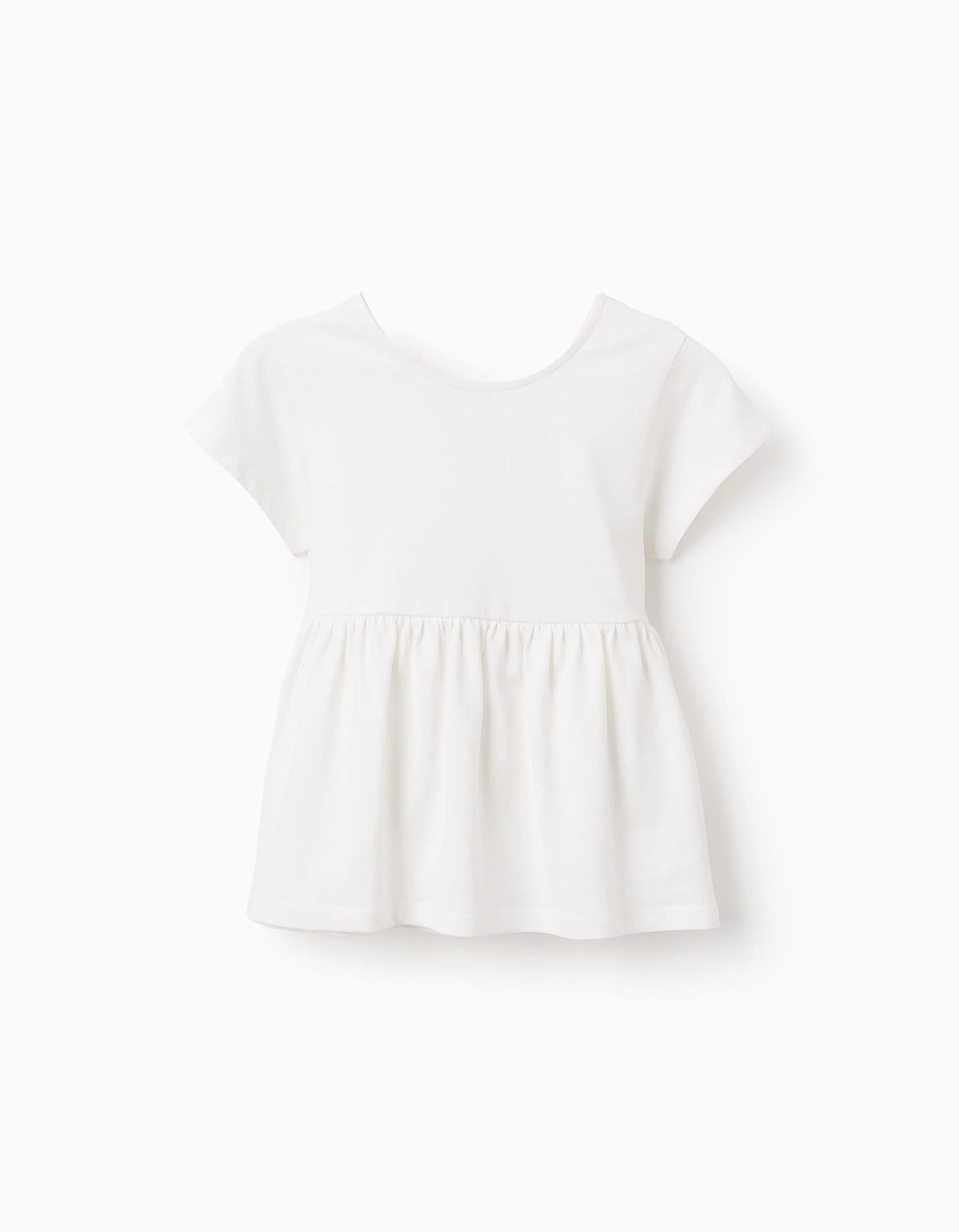 31072879041-0 T-shirt en coton avec dos en V pour fille, blanc – Image 1