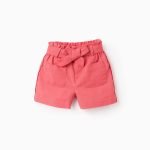 Short Fille en Coton et Lin avec Crochet 'You&Me', Rouge