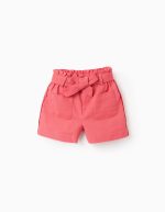Short Fille en Coton et Lin avec Crochet 'You&Me', Rouge