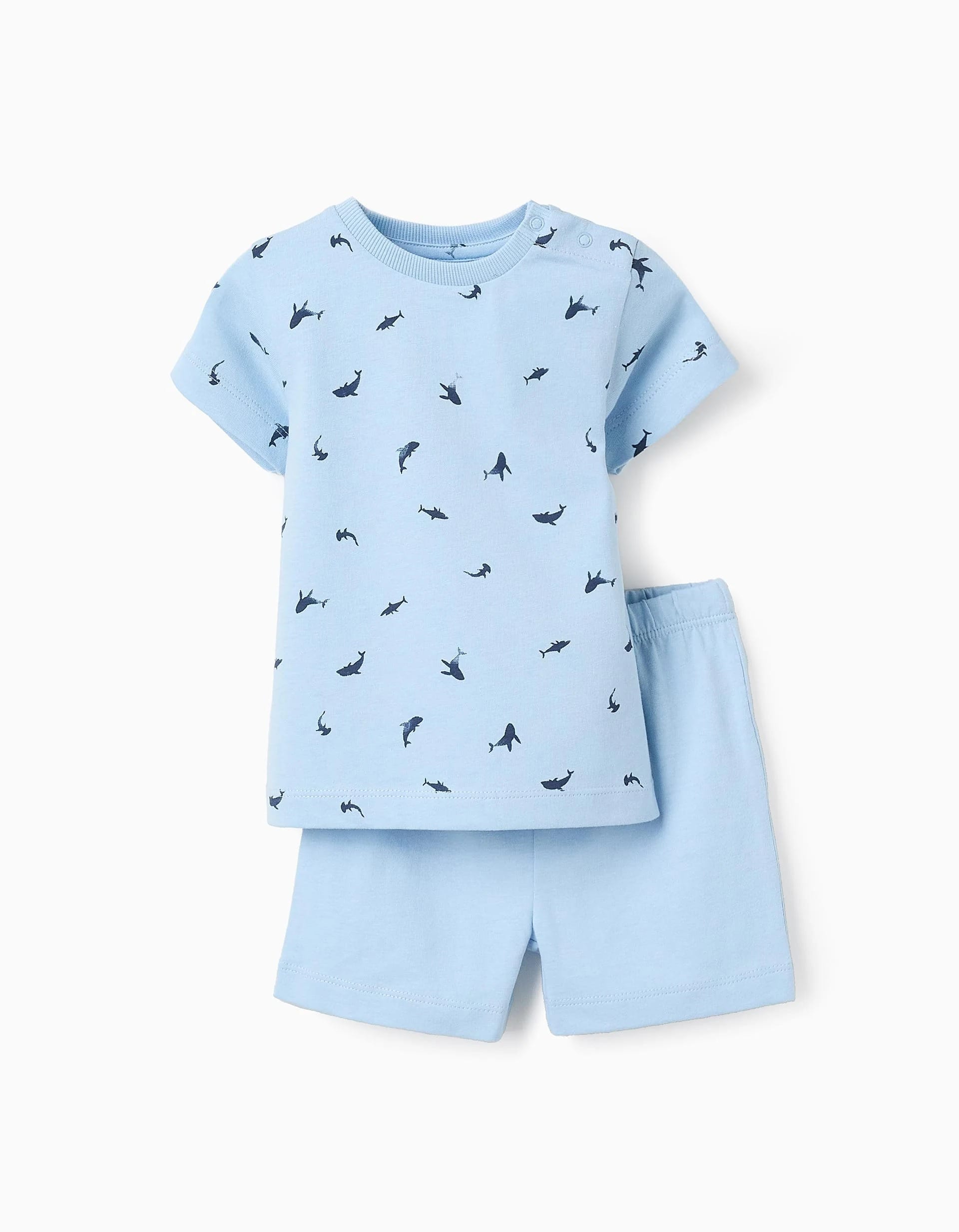31072922022-0-1.jpg Pyjama en coton à motif bébé garçon 'Dolphin', bleu – Image 1