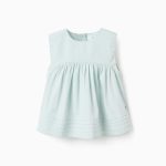 Blouse en popeline bébé fille, bleu clair