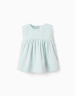 Blouse en popeline bébé fille, bleu clair