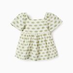 Blouse à motif floral bébé fille, beige/vert