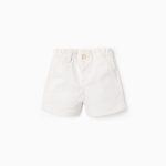 Short en Sergé Bébé Fille 'Paperbag', Beige Clair