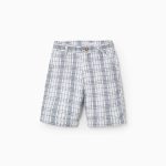 Short à Carreaux Garçon 'You & Me', Blanc/Bleu