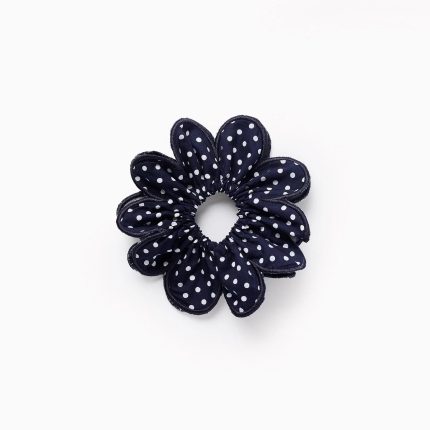 Chouchou à pois bleu foncé pour bébés et filles