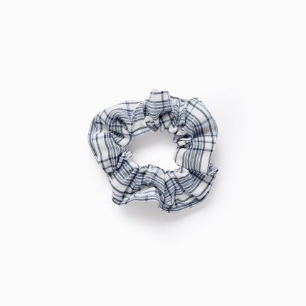 Chouchou à carreaux bébé et fille, blanc/bleu