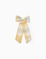 Barrette à cheveux avec nœud et carreaux pour bébé et fille 'B&S', jaune/bleu