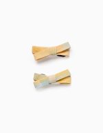 Pack de 2 Barrettes à Cheveux avec Noeud et Carreaux pour Bébé et Fille 'B&S', Jaune/Bleu