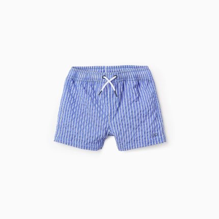 Short de bain rayé pour garçon, bleu