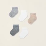 Lot de 5 chaussettes côtelées pour bébé garçon, multicolores