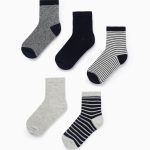 Lot de 5 paires de chaussettes pour garçon « Stripes », bleu foncé/gris