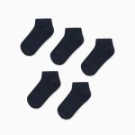 Lot de 5 paires de chaussettes unies pour garçon, bleu foncé
