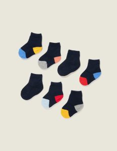 31074078006-0-233x300 Lot de 5 paires de chaussettes aux détails colorés pour bébé garçon, bleu – Image 1