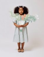 Robe en coton rayée pour fille « B&S », vert/blanc/orange – Image 5