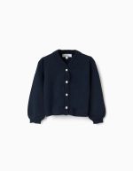 Gilet tricoté avec détails tressés pour bébé fille bleu foncé
