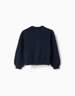 Gilet tricoté avec détails tressés pour bébé fille bleu foncé – Image 2