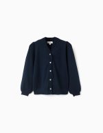 Cardigan en maille avec détails tressés pour fille, bleu foncé