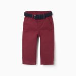 Pantalon chino en sergé rouge foncé