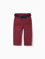 Pantalon chino en sergé rouge foncé