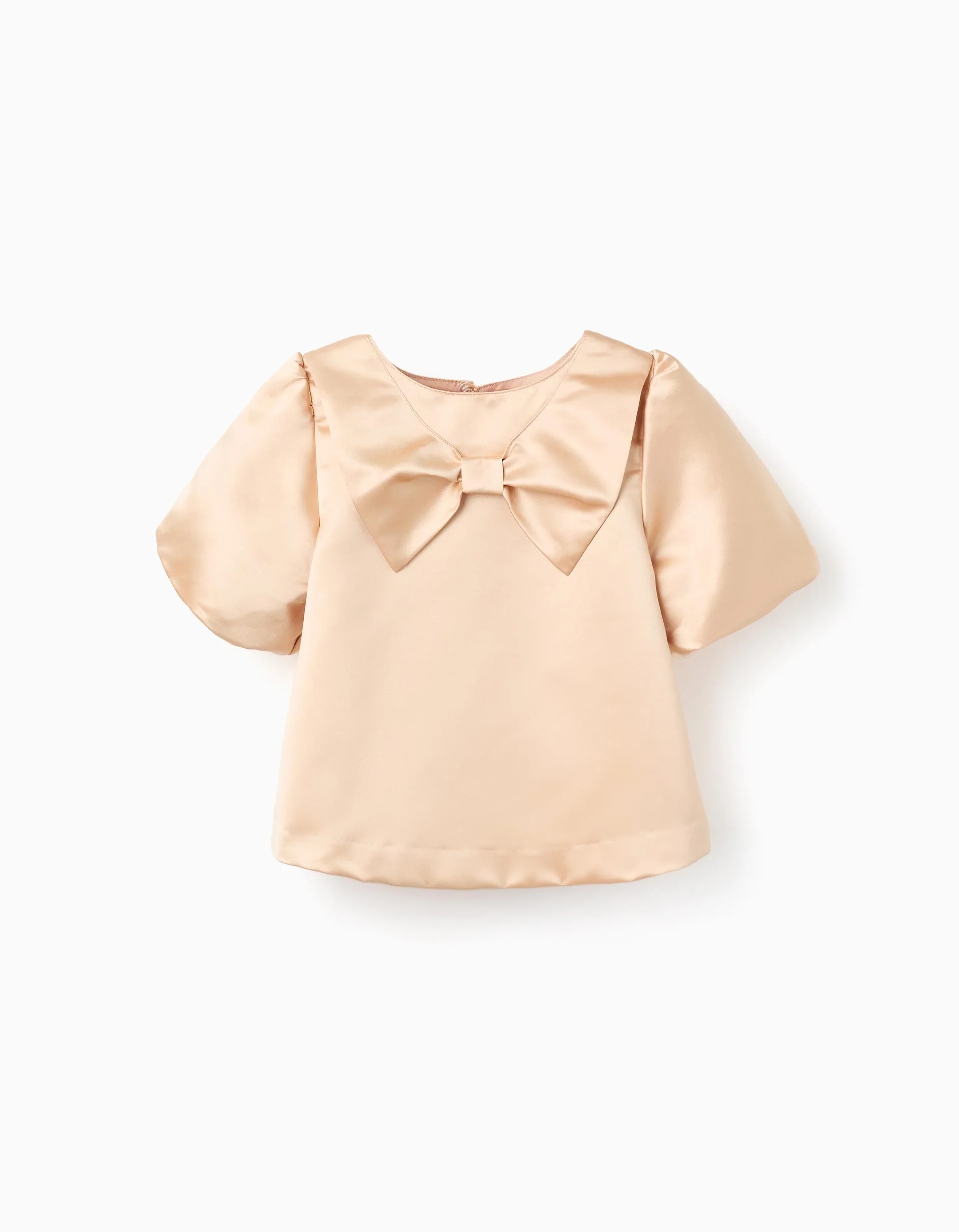 31076976042-0 Chemisier en satin à manches courtes avec nœud pour filles doré – Image 1