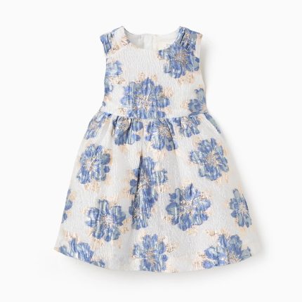 Robe jacquard blanc,bleu,dorée
