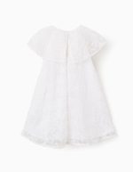 Robe blanche à nœud et manches à volants style cape pour bébé fille – Image 2