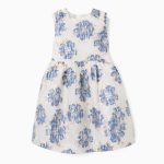 Robe jacquard blanc,bleu,dorée