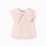 Blouse sans manches à col nœud pour filles rose clair