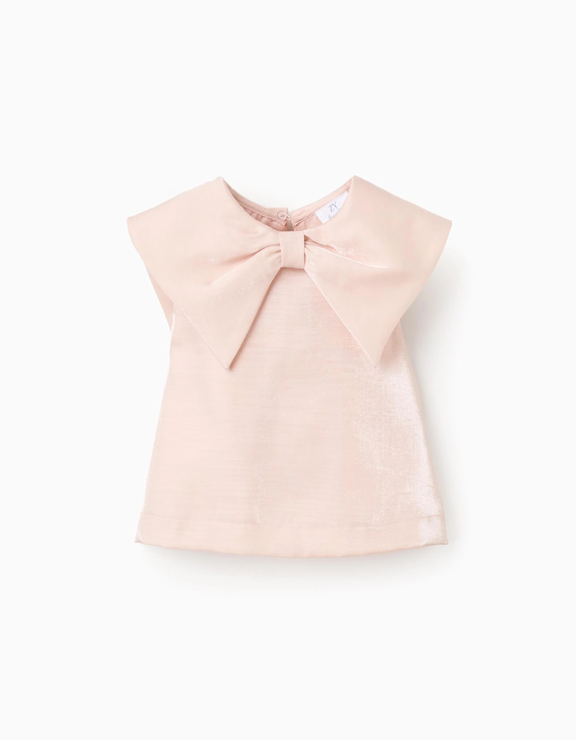 31076986030-0 Blouse sans manches à col nœud pour filles rose clair – Image 1