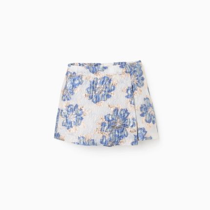 Short jacquard blanc,bleu,dorée