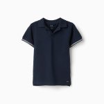 Chemise SS piquée bleu foncé