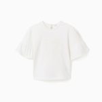 T-shirt à volants et nœud brodé pour filles blanc