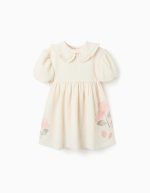 Robe blanche à manches bouffantes et imprimé floral pour fille