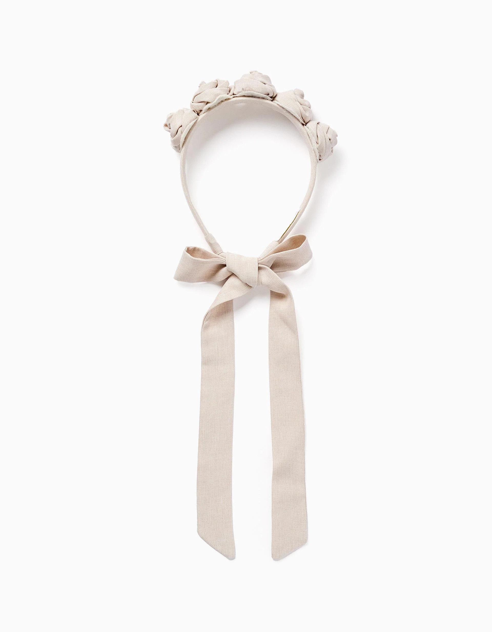 31077583001-0 Serre-tête avec fleurs et brides pour fille, beige clair – Image 1