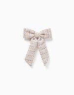 Barrette à nœud en tweed rose pour bébés et petites fille
