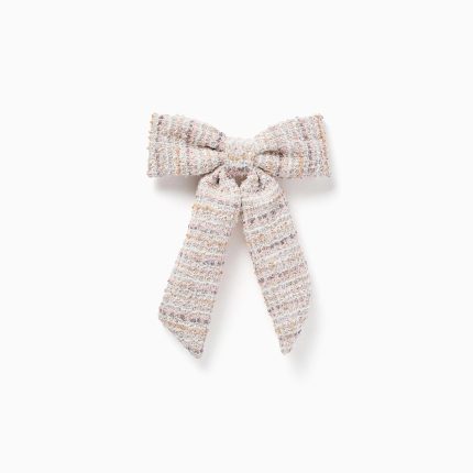 Barrette à nœud en tweed rose pour bébés et petites fille