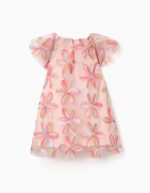 Robe en tulle à manches courtes avec fleurs 3D pour bébé fille rose clair – Image 2