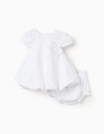 Robe en coton blanc à effet ballon pour nouveau-né et bébé fille
