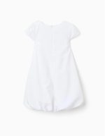 Robe en coton blanc à effet ballon et fleurs pour fille – Image 2